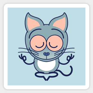 Cute gray cat meditation, keep calm Sticker